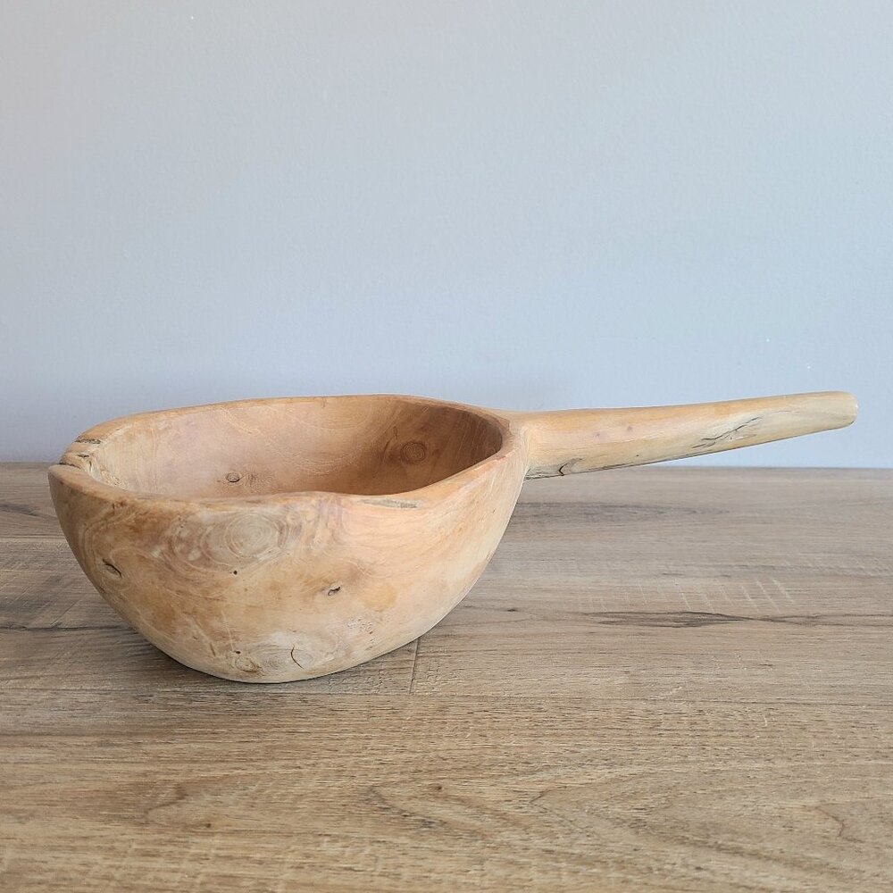 Hand carved wooden ladle. Natural wood. 15 1/4''long. Rustic decor. Farm house.